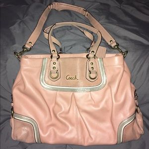 COACH Ashley exotic shell peach/pink leather bag